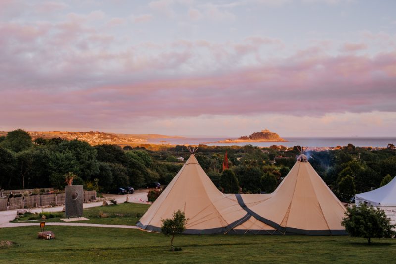 Sunset over St Michael's Mount in the distance